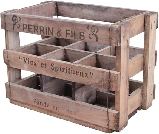 Estilo Vintage caja caja de vino – botella de 6 botellero: Amazon.es: Hogar