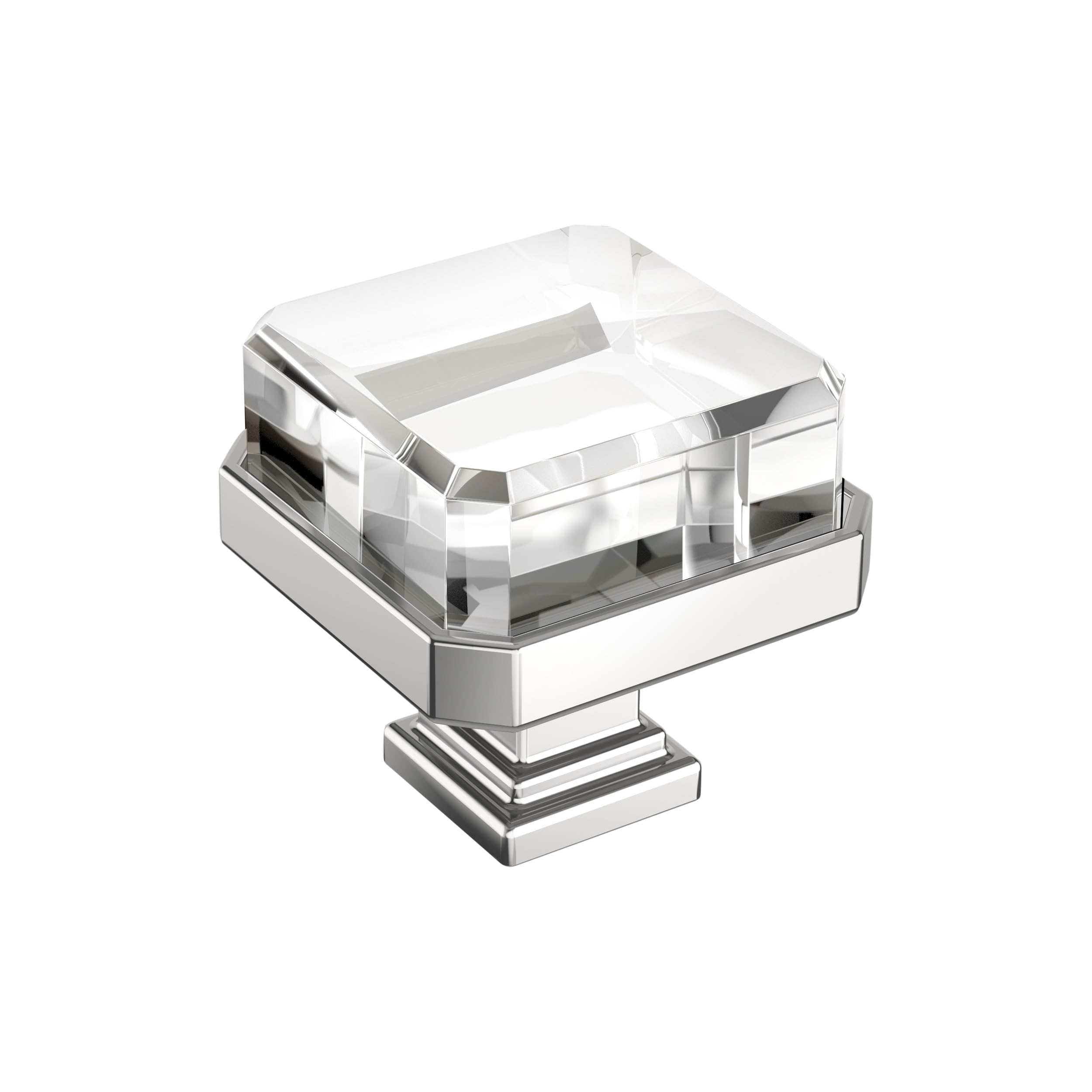 Photo 1 of Amerock Glacio 1-3/8 inch (35mm) Length Clear/Polished Chrome Cabinet Knob, BP36975C26