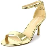 J. Adams Dove Ankle Strap Womens Stiletto Heels For Women Sexy - Open Toe Strappy Heels, Wedding Shoes For Bride, Summer Heels and Bridal Shoes - Gold Metallic - 9.5