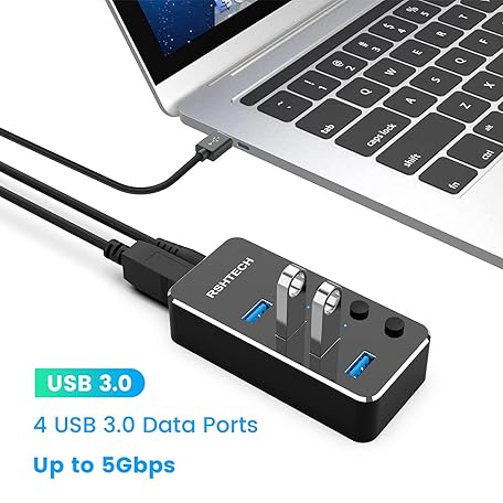 Mua Powered USB hub RSHTECH 4 Port USB C to USB 3.0 Port Hub Expander ...