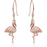 TANGPOET Flamingo Earrings Gifts for Women 925 Sterling Silver Flamingo Dangle Drop Earring Hypoallergenic for Sensitive Ears Flamingo Jewelry for Birthday Christmas Valentines Mothers Day