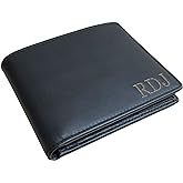 CraftZen Custom Genuine Leather Wallet for Men, RFID Blocking Personalized Bifold Wallet with ID Window, Engraved Real Leather Wallet for Men with Gift Box (Black)