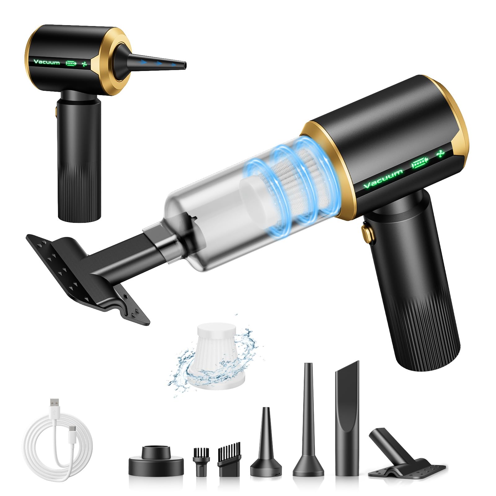 Photo 1 of **INCOMPLETE** JIXINMIYUE Handheld Vacuum for Car, Cordless 3-in-1 Air Duster & Inflator with Brushless Motor and Long-Lasting Battery, for Quick Cleanup of Pet Hair, Crumbs in Auto & Home
