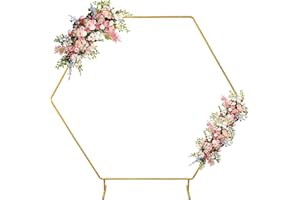 Kusamue Hexagon Wedding Arch Backdrop Stand,Hexagonal Metal Frame Balloon Arch Stand Kit for Ceremony Birthday Party Decoration Metal Arch Frame…