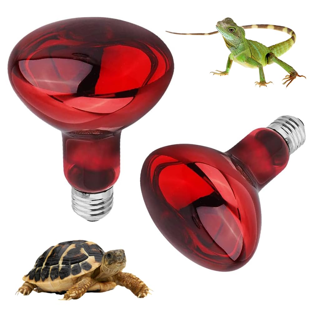 Dhqkqg 2 Pack Reptile Heat Lamp, 100W Heat Lamp for Reptiles, E27 Reptiles Heat Lamp Bulb, Infrared Heat Lamp for Reptiles, Reptile Heat Bulb, Basking Spot Heat Lamp for Reptiles, Tortoise, Snakes