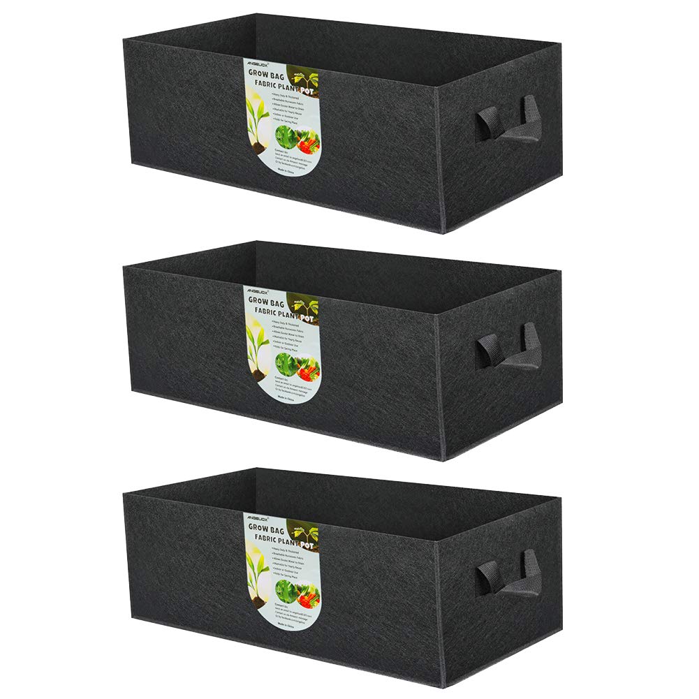 ANGELIOX3-Pack Grow Bags 300GThickened Fabric Garden Bed Square Flower Plant Pot Containers for Potato Carrot Onion Taro Plant Growing Pots with Handles (503020CM