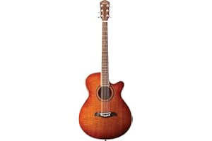 Oscar Schmidt OG10CEFYS-A-U Concert-Size Cutaway Acoustic-Electric Guitar - Flame Yellow Sunburst
