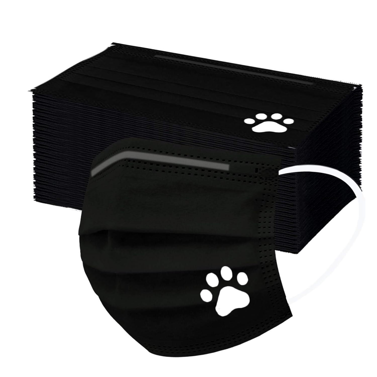 50PCS Black Disposable Face_Mask for Adults with Designs Cute Print