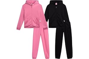 Real Love Girls Sweat Suit Set - 4 Piece Soft Fleece Zip Up Hoodie and Athletic Jogger Sweatpants for Girls (Sizes: 7-16)