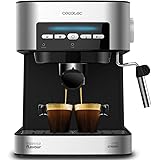 Cecotec Cafetera Espresso Power Espresso 20 Matic. Presión 20 Bares, Depósito de 1,5l, Brazo Doble Salida, Vaporizador, Superficie Calientatazas, Mandos Digitales, Acabados en Acero Inoxidable, 850W