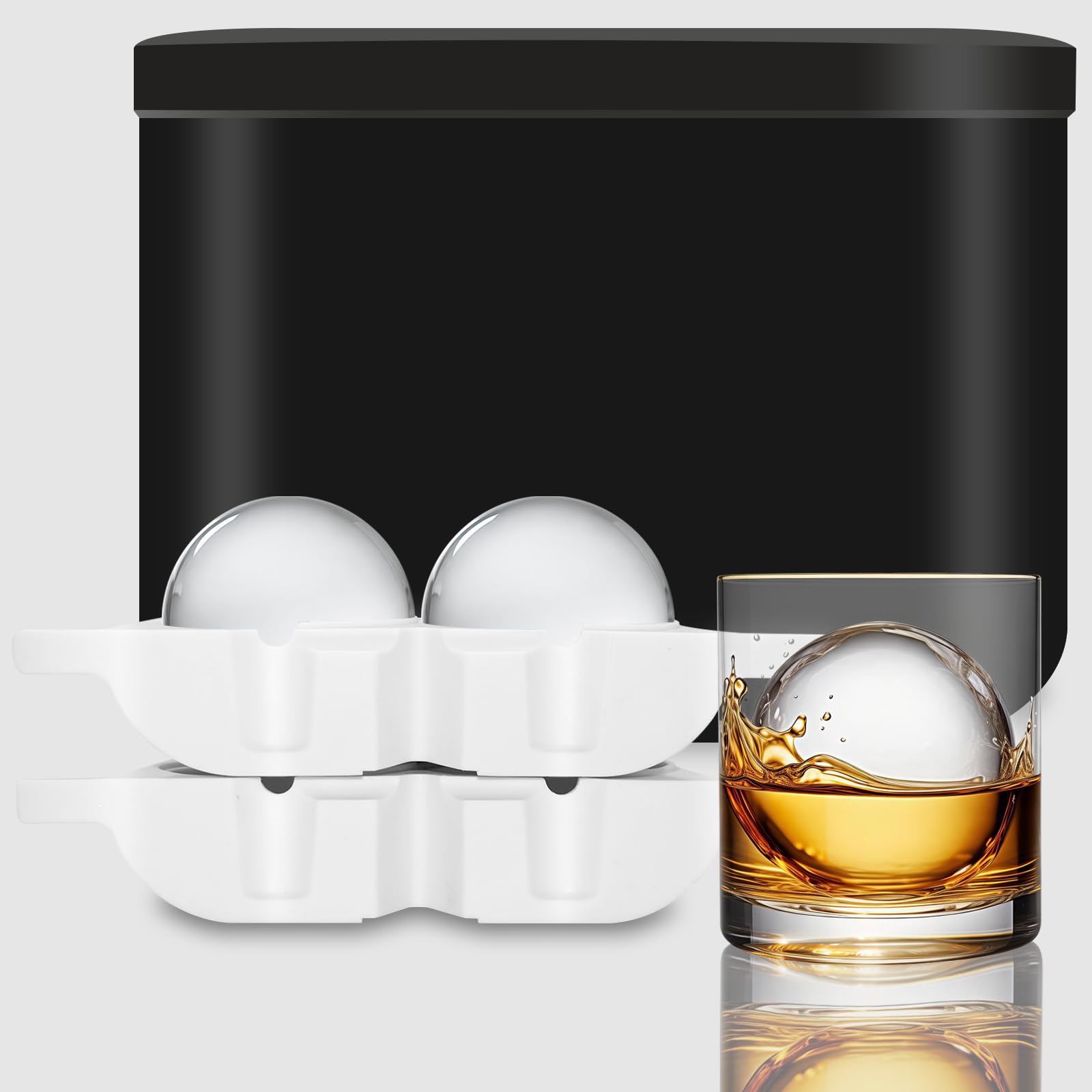 Photo 1 of Clear Ice Cube Maker,2.35in Silicone Ice Ball Maker Mold with Ice Shovel & Clip, Portable black 2-Cavity Ice Sphere Mold for Whisky, Cocktails, Brandy, and Drink