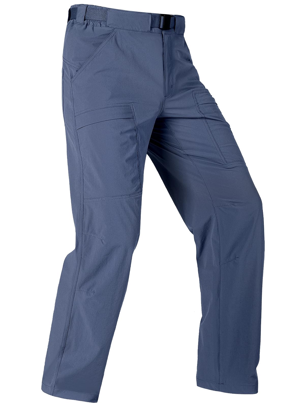 Photo 1 of FREE SOLDIER Men's Outdoor Cargo Hiking Pants with Belt Lightweight Waterproof Quick Dry Tactical Pants Nylon Spandex(Titanium Blue 36W x 30L)