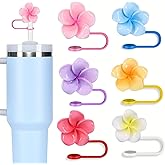 6 Pcs Straw Toppers, Reusable 8 Mm Spring Flower Cup Topper for Straw