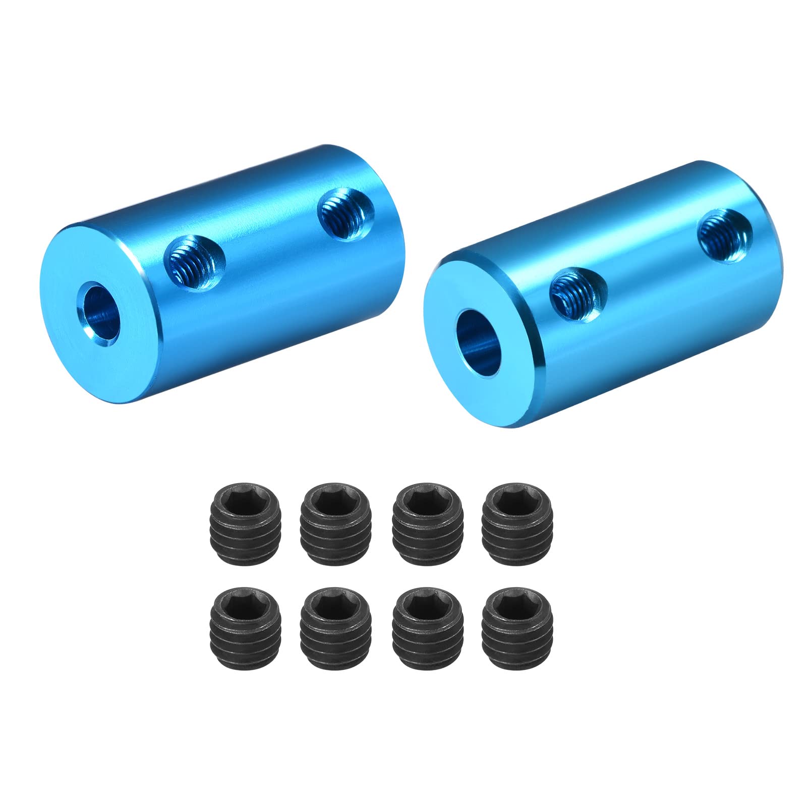 DMiotech 2 Pack 4-5mm Bore L25XD14 Rigid Coupling Shaft Coupling Joint Connector w Screws Aluminum Alloy Motor Shaft Connector for 3D Printer Blue