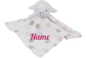 June Garden Personalized Baby Lamb Security Blanket – Custom Name Embroidered White Newborn Comforter - Skin-Friendly Soft Te