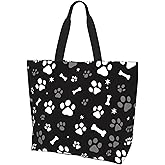 BIFMVOG Women's Zipper Large Beach Tote, Cute Dog Design, Reusable for Travel, Work, Shopping