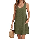 YSYOKOW Summer Dresses for Women 2026 Swiss Polka Dot Casual Loose Sleeveless Sundresses Tank Coverup with Pockets