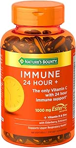 Nature's Bounty Immune 24 Hour +, 24 Hour Immune Support From Ester C, 100 Rapid Release Softgels, 100 Count