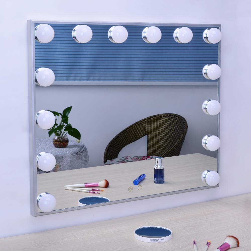Meetop Lighted Vanity Mirror with 14 Lights Replaceable,Hollywood Style Makeup Cosmetic Mirrors with Touch Control Design, Tabletop or Wall Mounted Makeup Mirrors