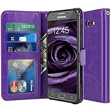 For Samsung Galaxy J7 V / J7 2017 / J7 Prime / J7 Perx / J7 Sky Pro / Galaxy Halo Case, LK Luxury PU Leather Wallet Flip Protective Case Cover with Card Slots and Stand (Purple)