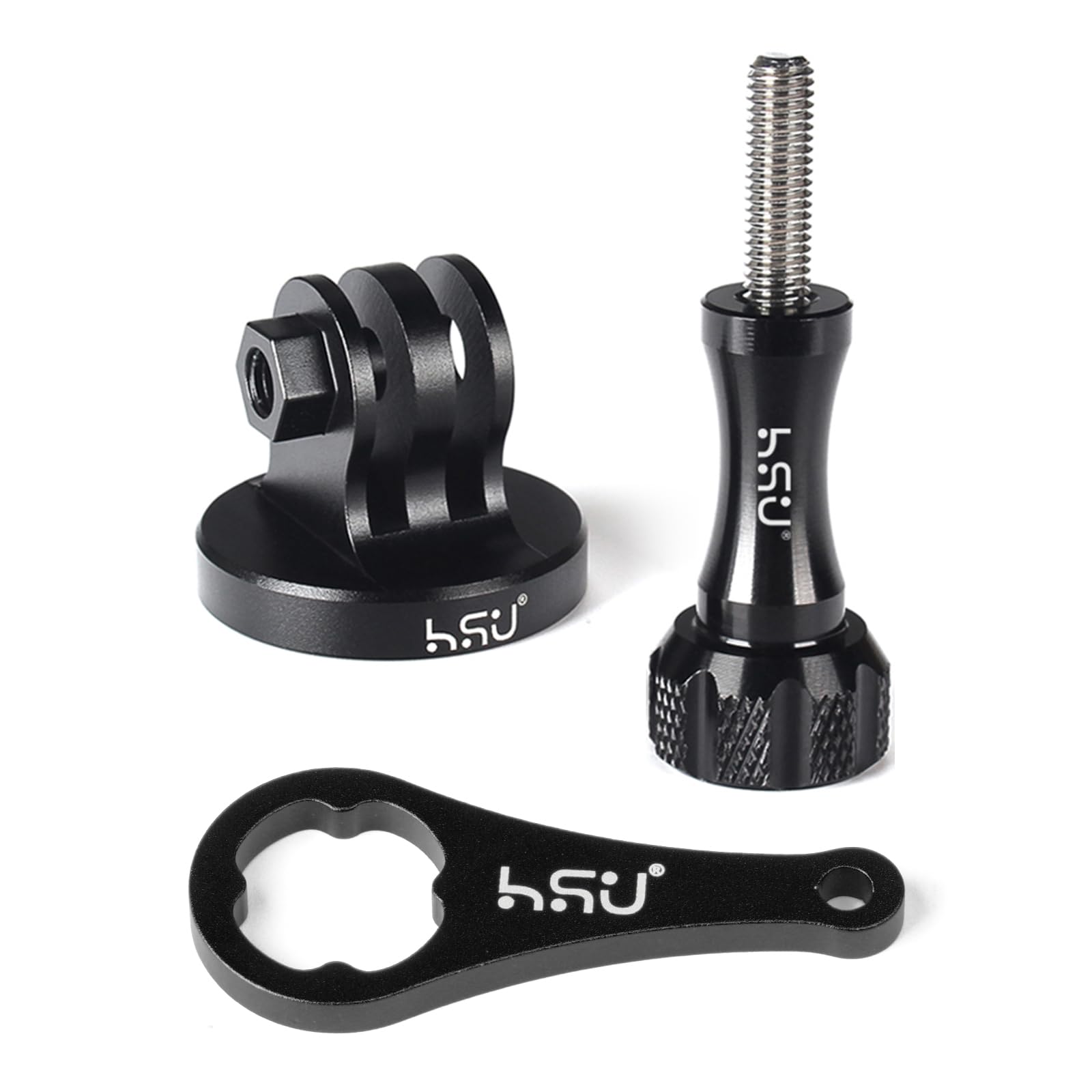 HSU Aluminum Tripod Mount Adapter for GoPro, Hero 13/12/11/10/9/8/7/6/5/4/3 Action Camera Monopod Mount with Thumbscrew (Black)