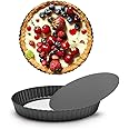 Beasea Mini Tart Pans for Baking, 2pcs 8 Inch Tart Pan with Removable Bottom Small Non Stick Carbon Steel Quiche Pie Pans for Oven Baking