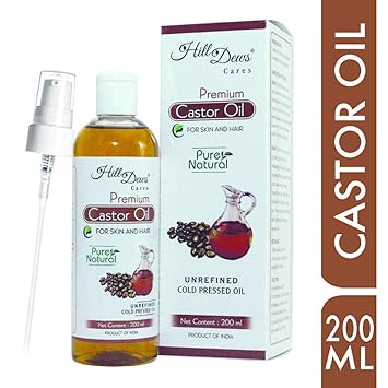 HillDews Castor Oil 200Ml Cold Pressed For Skin & Hair