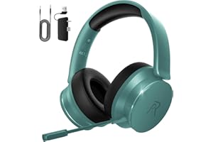 RYR Wireless Gaming Headset for Xbox Series X|S, Xbox One, PS5, PS4, Mac, Bluetooth 5.3, 3D Surround Sound, Rotatable Earmuffs, Gaming Headphones with Noise Canceling Microphones-Green Wood