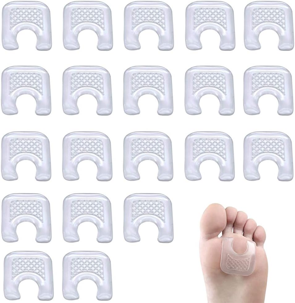 FHYT 10 Pcs U-Shaped Gel Callus Pads Anti-Slip High Heel Forefoot Pads Invisible Pads for Foot Pain Relief Blister Reusable Callus Cushions