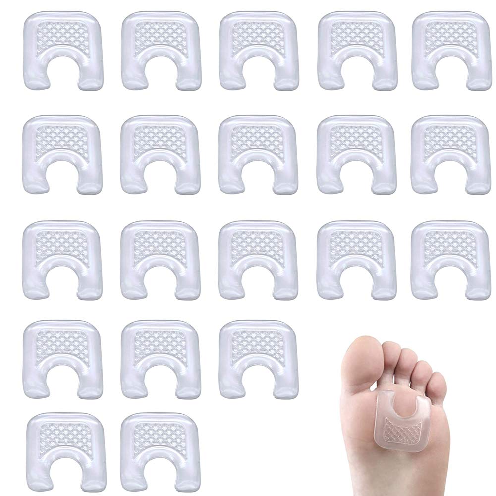 FHYT 10 Pcs U-Shaped Gel Callus Pads Anti-Slip High Heel Forefoot Pads Invisible Pads for Foot Pain Relief Blister Reusable Callus Cushions - Transparent