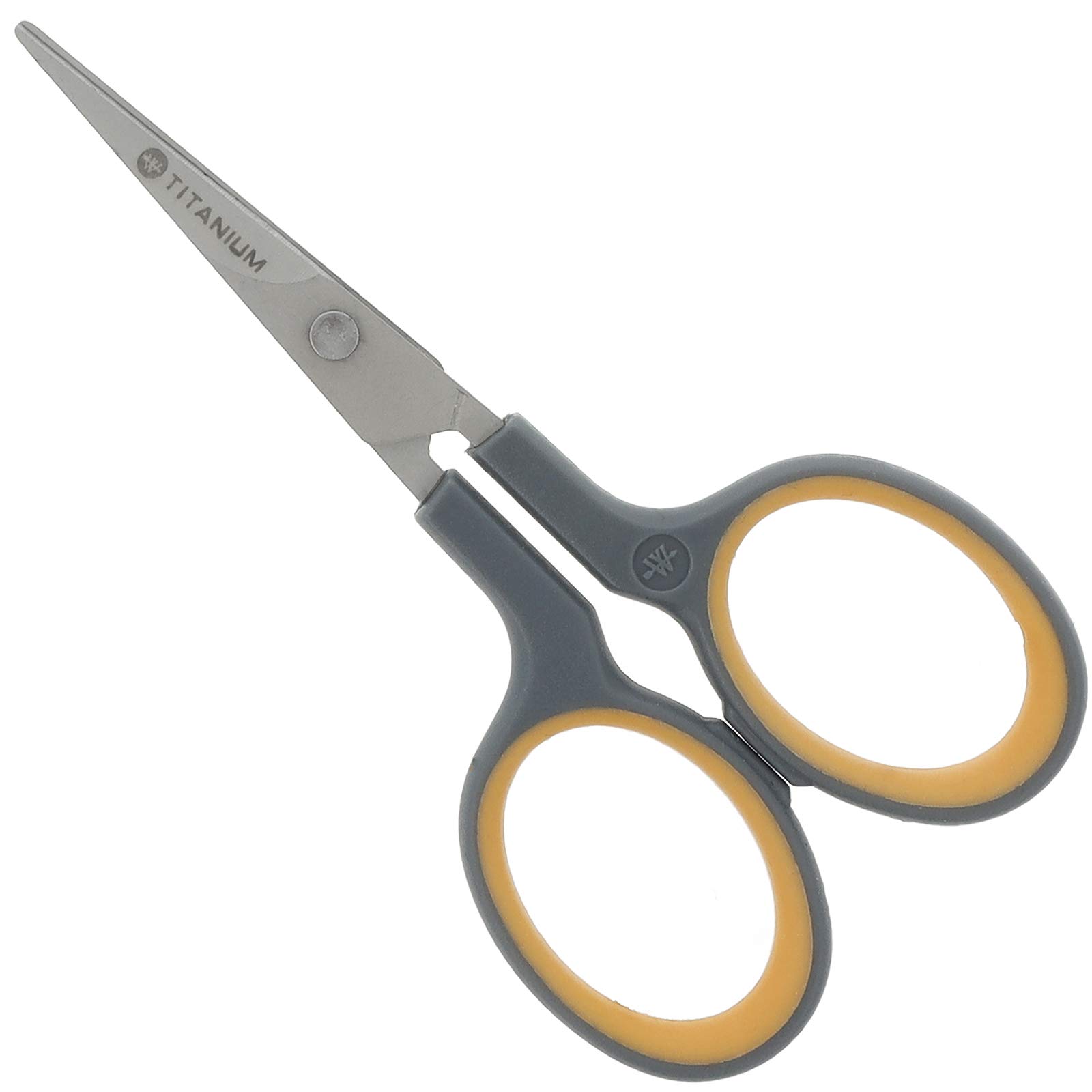 Westcott E-30440 00 4 inch Titanium Nitride Bonded Super Soft Grip Scissor, Straight - Grey/Yellow
