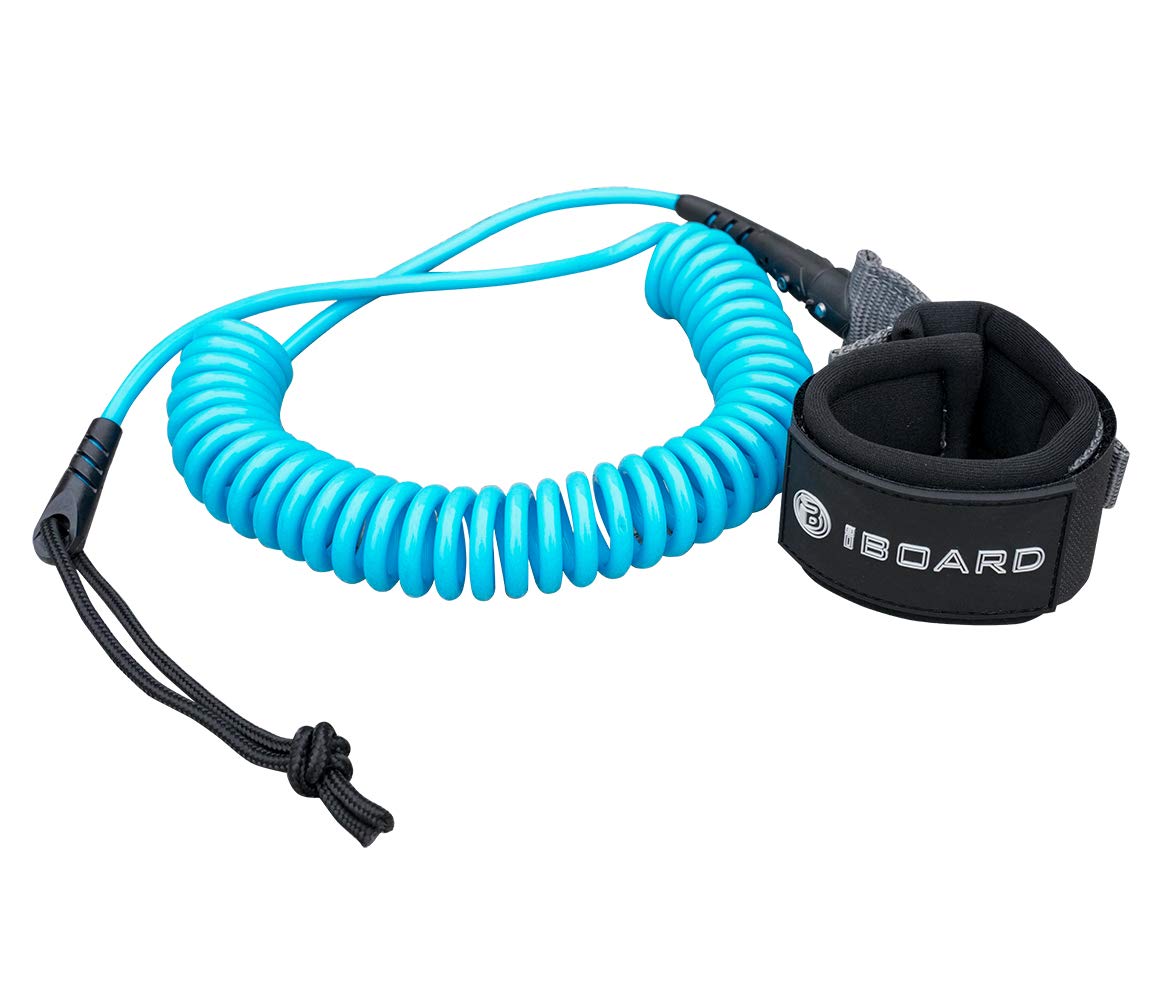 Paddle Board Leash,Single Turn Surf Leash for Longboard,Paddleboard,Surfboard 5.5mm Replacement | Coiled Rope 10 Foot | Black and Blue