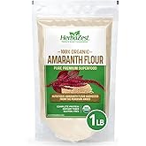 HerbaZest Amaranth Flour Organic - 1 LB - USDA Certified, Vegan & Gluten Free Superfood - Perfect for Baked & Non-Baked Goods, Savory Dishes & More