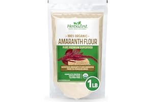 HerbaZest Amaranth Flour Organic - 1 LB - USDA Certified, Vegan & Gluten Free Superfood - Perfect for Baked & Non-Baked Goods, Savory Dishes & More