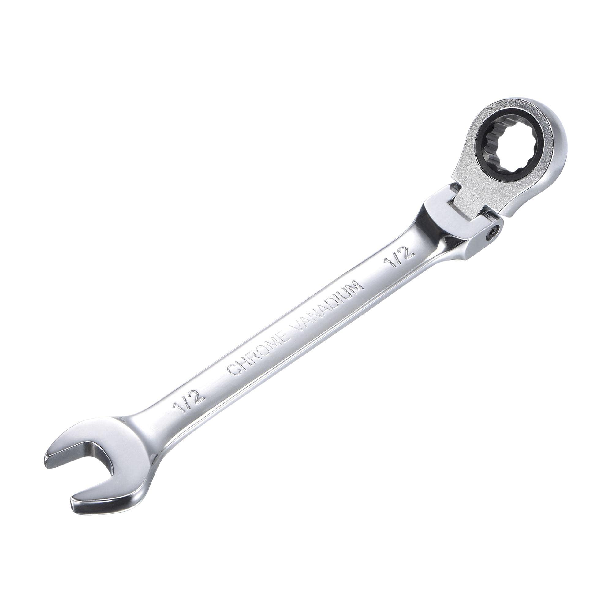 sourcing map 1/2 Inch Flex-Head Ratcheting Combination Wrench SAE 72 Teeth 12 Point Ratchet Box Ended Spanner Tools, Cr-V