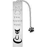 SSWPQOS Cat Lover Gifts for Women: Black Stainless Steel Bookmarks for Reading, One Size, 1 Count, 1.1 x 5 Inches