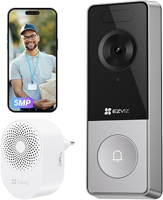 5MP Sonnette sans Fil Exterieur Etanche avec Caméra et Carillon CP8