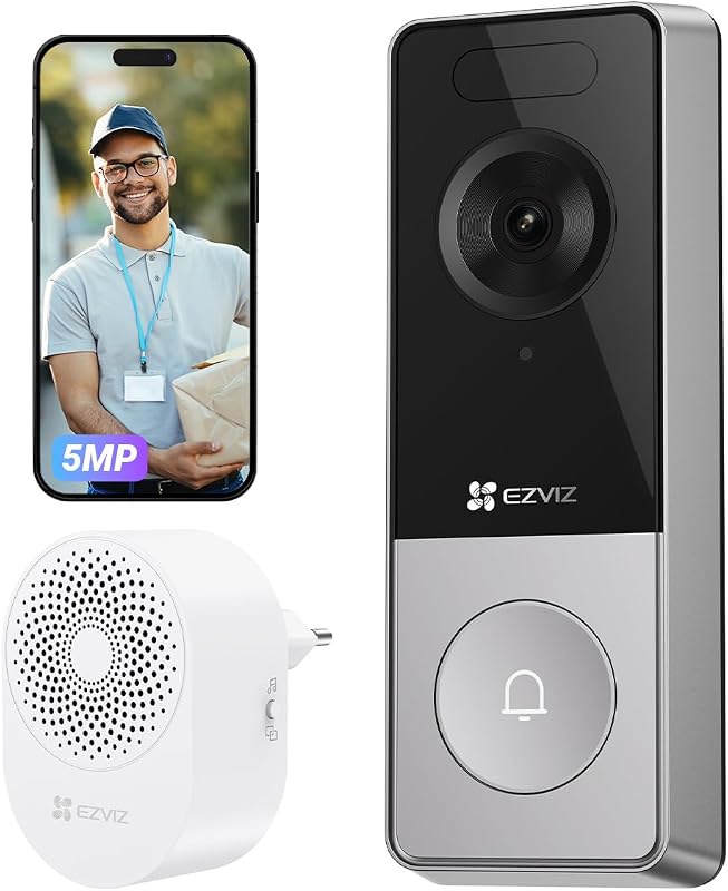 5MP Sonnette sans Fil Exterieur Etanche avec Caméra et Carillon CP8