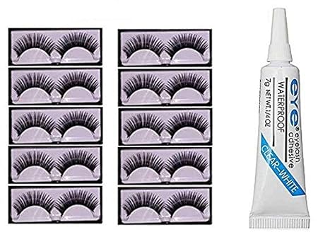 Miss Hot Beauty Makeup Natural Long False Eyelashes 10 Pairs, Free Eye Glue