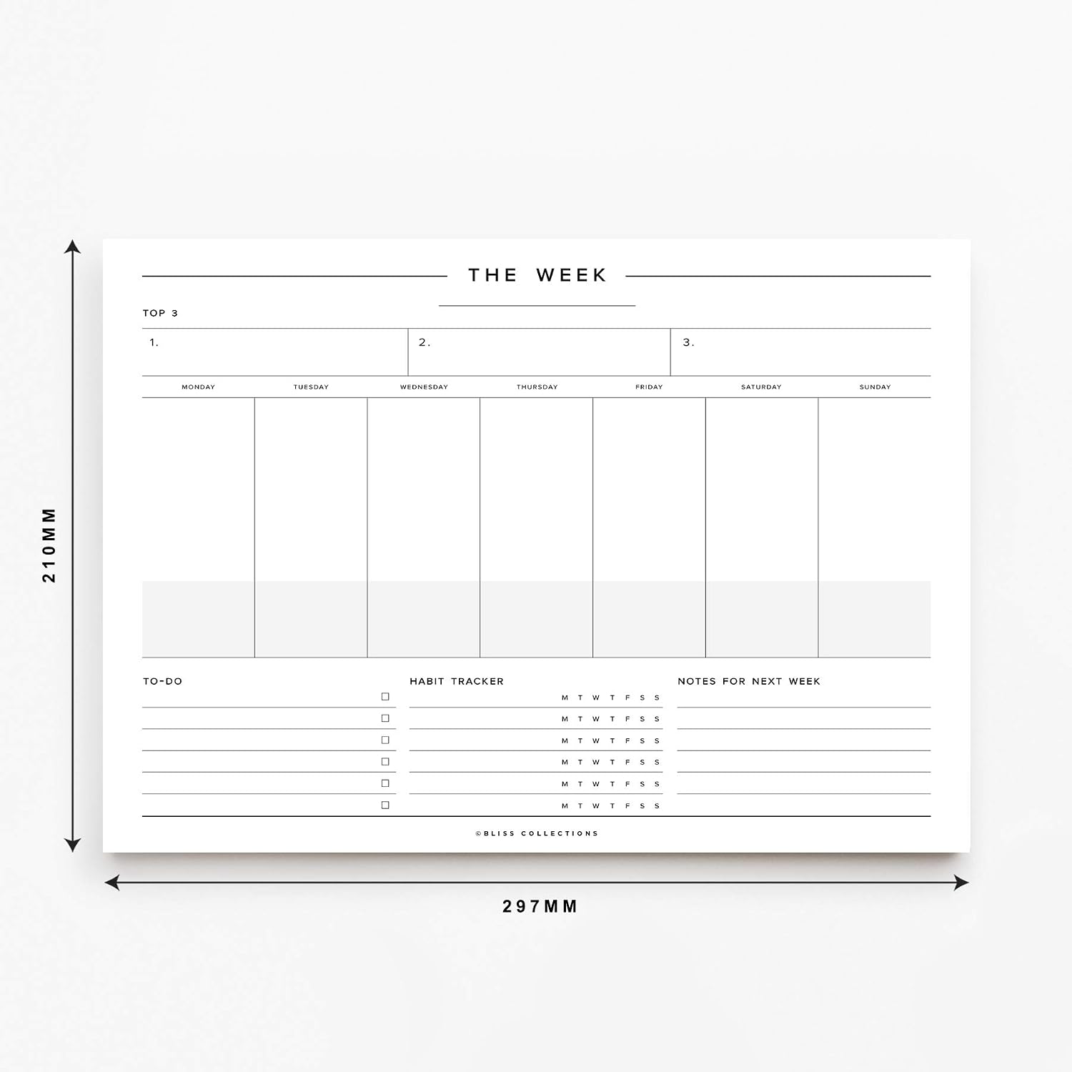 Bliss Collections Minimalist Weekly Planner Tear Off Pad, 50 Undated Sheets, Desk Notepad, Daily Calendar, Task Planner - Image 4