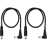 GINTOOYUN Right Angle DC to DC Male Power Cable,22AWG DC 5.5MM x 2.1MM Male to 90 Degree DC Male Plug Patch Wire Adapter Exte