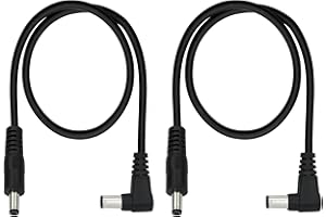 GINTOOYUN Right Angle DC to DC Male Power Cable,22AWG DC 5.5MM x 2.1MM Male to 90 Degree DC Male Plug Patch Wire Adapter Extension Cord for Strip Lihgt,CCTV,Car,Monitors,etc(2 Pcs)