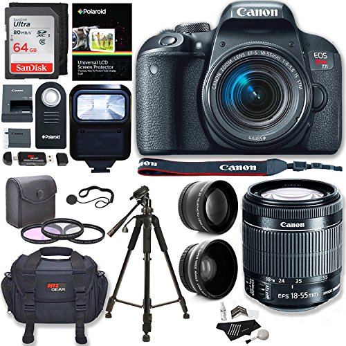 Canon-EOS-Rebel-T7i-Camera-EF-S-18-55-IS-STM-Lens-Kit-Lexar-64GB-Ritz-Gear-Premium-SLR-Camera-Bag-Filter-Kit-Flash-and-Accessory-Bundle