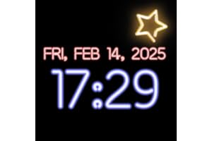 Neon Digital Clock: Glow Neon Clock, Standby Screensaver, Always On Display & Wall TV Clock