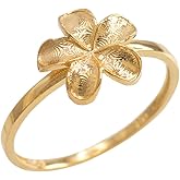 Dainty 14k Yellow Gold Hawaiian Plumeria Flower Ring
