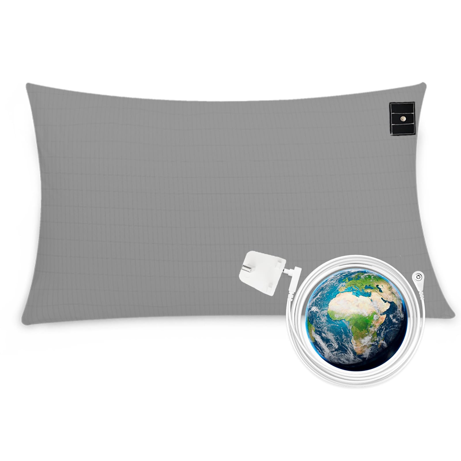 VigorVortex Grounding Pillowcase with UK Grounding Cords Conductive Grounding Mat for Better Sleep 51x76cm Gray 1PCS