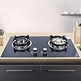 2 Burners Gas Cooktop with 2 Metal Knob, Burner Gas Stovetop Stainless Steel Built-in Gas Hob, Built-in Natural Gas Cooker Gas Stove for Kitchen, RVs, Apartments