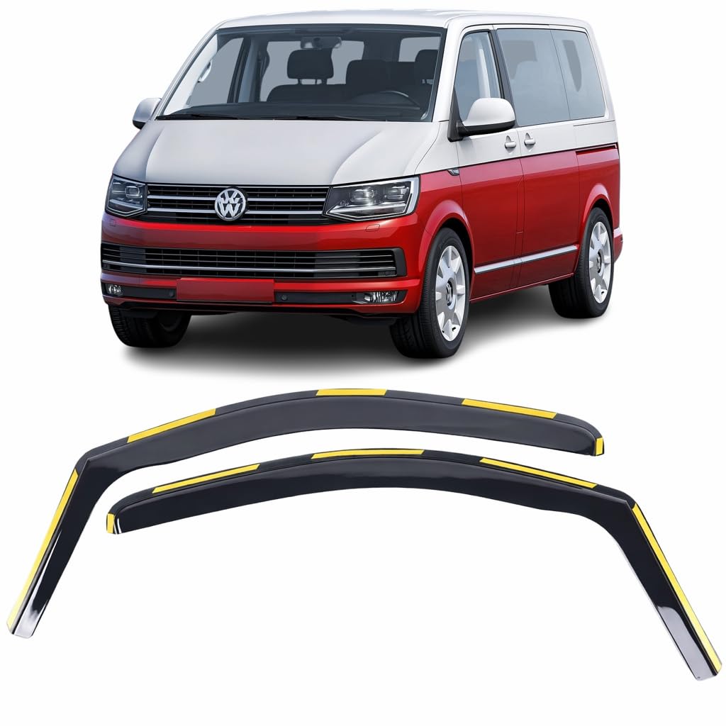 Set Of 2 Wind Deflectors IN-CHANNEL Type Compatible with VOLKSWAGEN T5 & T6 TRANSPORTER/CARAVELLE/MULTIVAN window deflectors 2003 to 2023 Models Acrylic Glass Side Visors