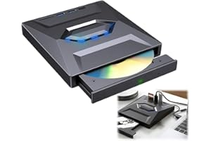 External Blu-ray Drive USB 3.0 & Type-C, Portable BD/DVD/CD Burner Writer Reader with USB Hub & SD/TF Card Reader, 6X Blu-ray