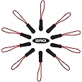 CTZD Durable Cord Zipper Pulls Pull Tab Zipper Replacement for Purses,Backpacks, Luggage, Clothing（Black Red,10 Pack